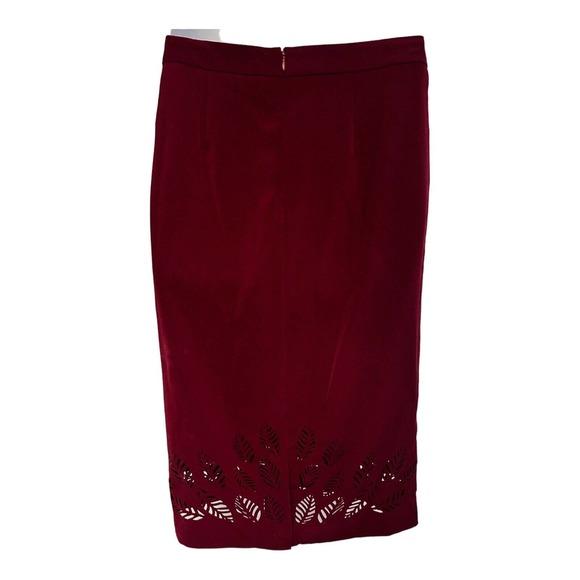 Midnight Velvet Cutwork Fall Burgundy Desk to  Dinner Office Power Skirt Suit - Picture 12 of 15